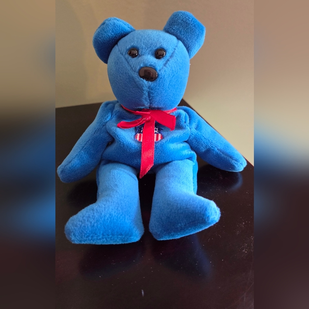 Retired Union Pacific Railroad Beanie Baby Bear Babie Plush Blue SPIKE 9"